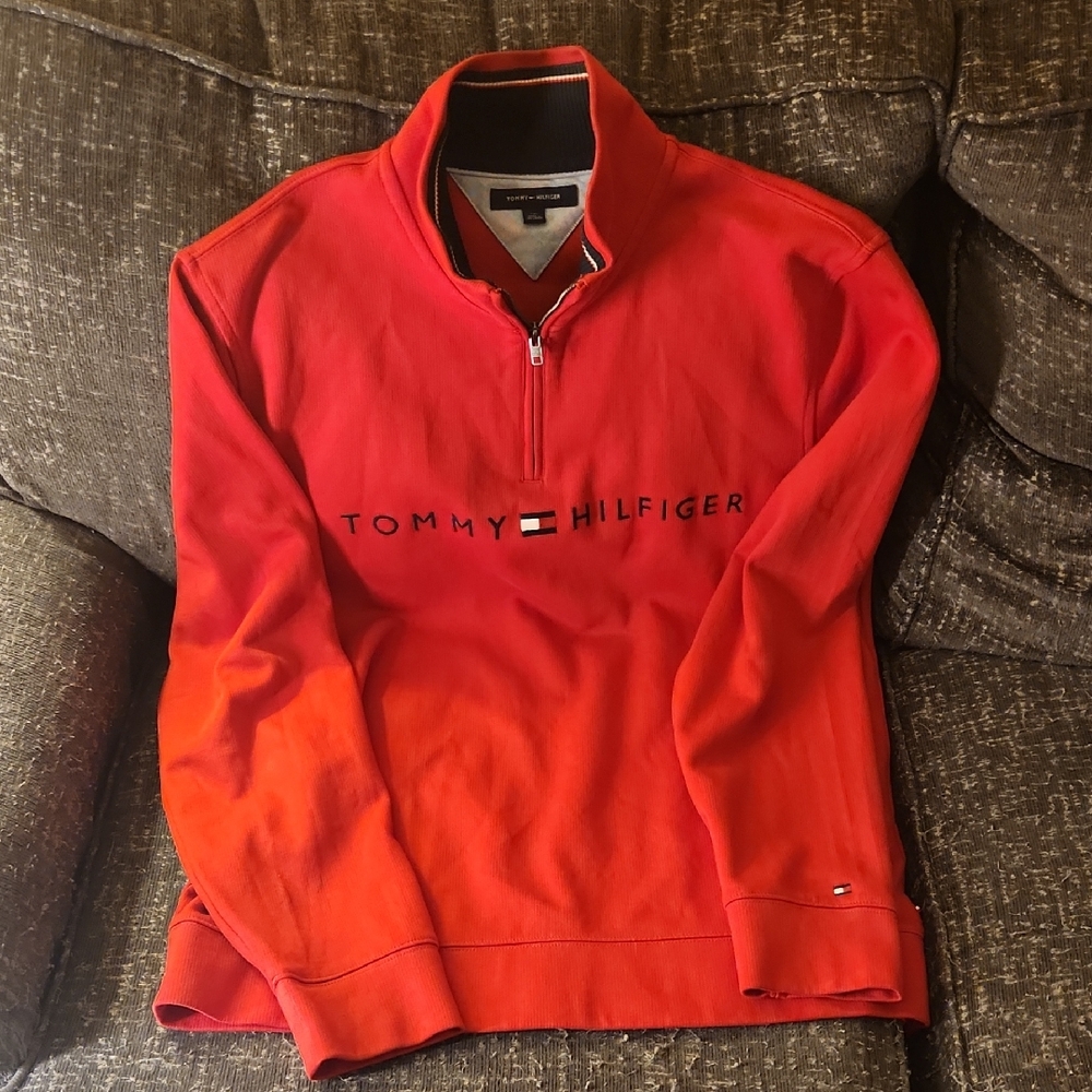 Tommy Hilfiger Red Quarter-Zip Sweatshirt